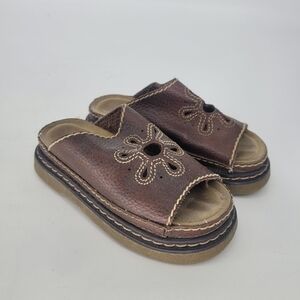 Smart fit kids vintage chunky brown slides sandals slip on size 11